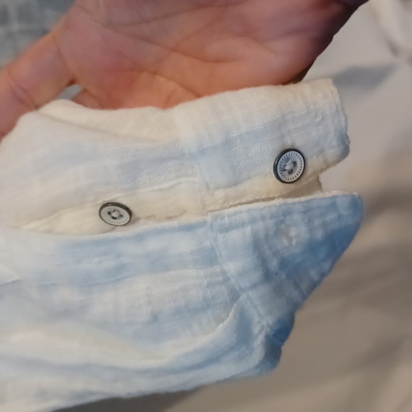 We The Free Free People white button front tunic top, oversized, distressed look - Picture 7 of 10